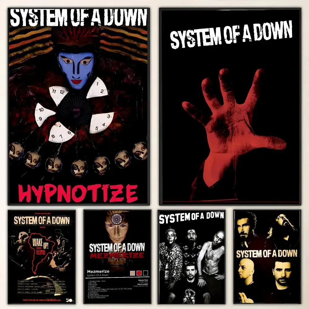 Band SOAD S-System of a Down Painting Calligraphy Canvas Poster Wall Art for Living Room Bedroom Cafe Decor Gift