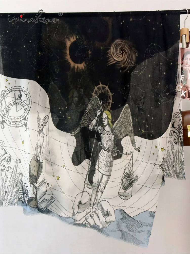 

Winsleter-Женский элегантный длинный шарф из 100% шерсти, 200*100 см с принтом, винтажные мягкие тонкие шарфы в подарок для мамы, осень 202, A5N450CC