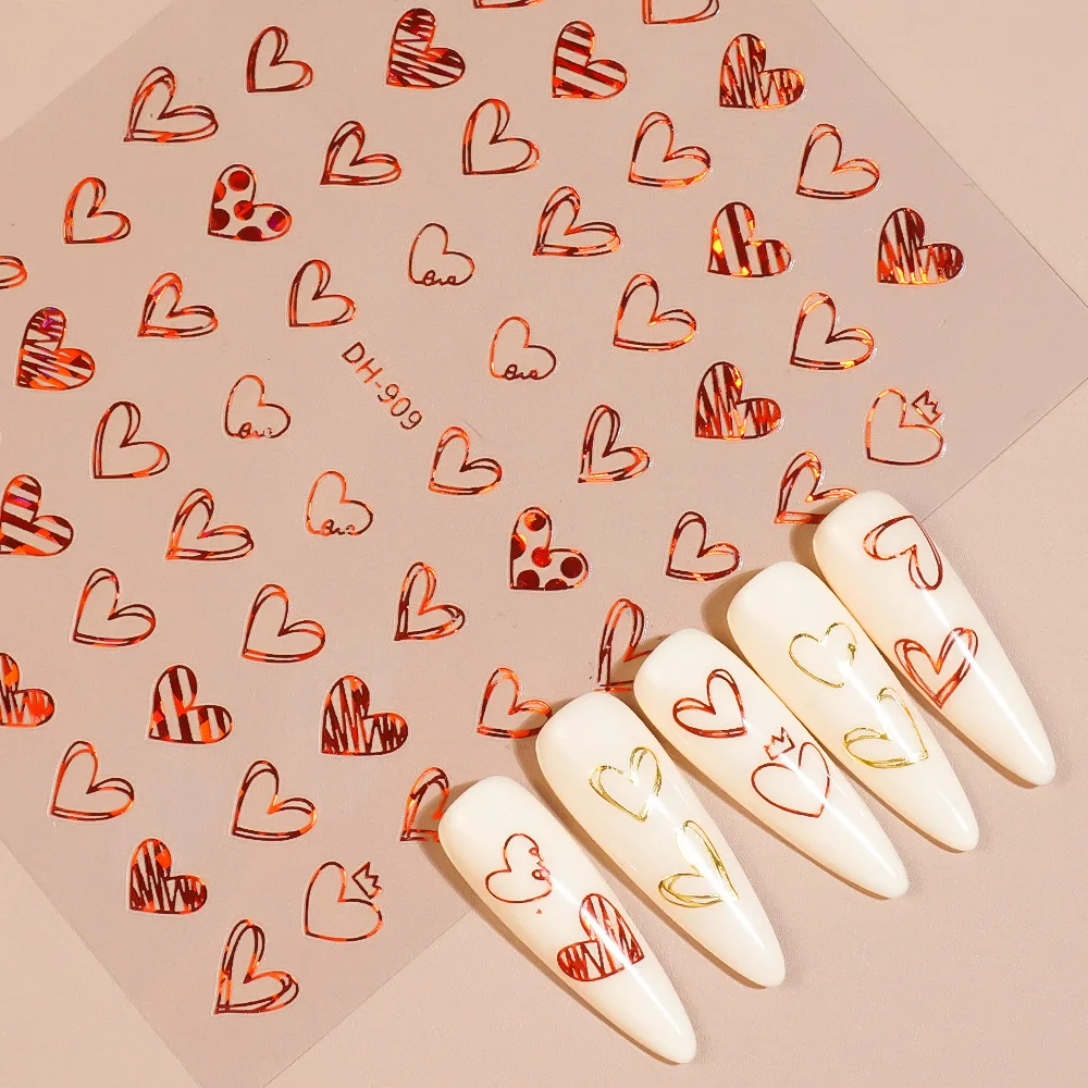 

3D Flat Nail Stickers Cute Sweet Hearts Nail Art Stickers Women DIY Manicure Decorative Decals Suitable For Gatherings Parties