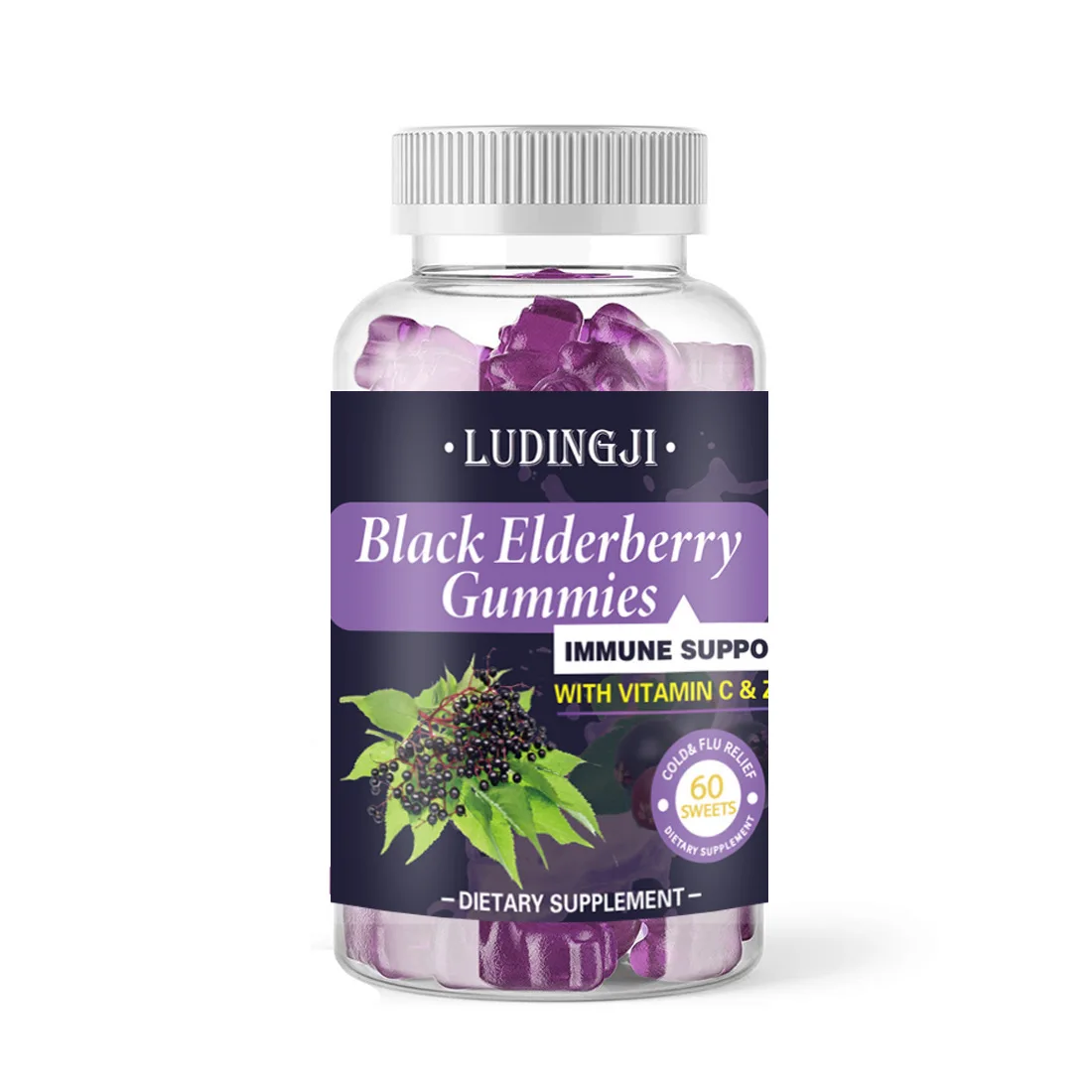 

1 bottle Elderberry Gummies Little Bear Vitamin Soft Candy Antioxidant Vitamin Immune Promoting Wound Healing Health Soft Candy