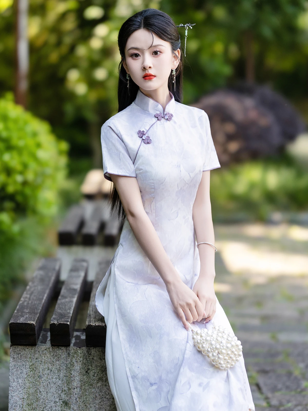 

Новое китайское платье-ципао миди Ao Dai для девушек, лето 2025, приталенное, повседневное, маленького размера, с цветочным принтом, коротким рукавом, дышащее