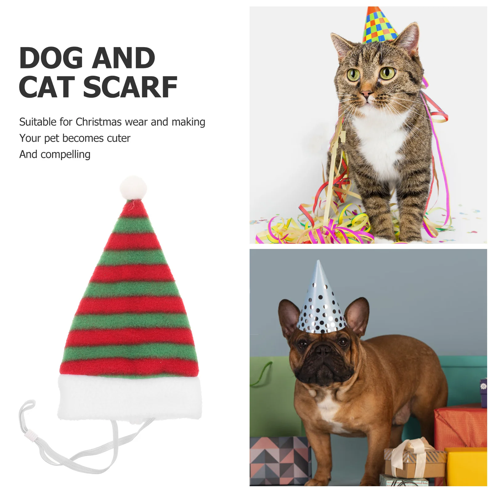 

Christmas Themed Pet Hat Lightweight Cute Cat Dog Costume Cap for Holiday Party Cosplay Supplies Christmas Pet Hat