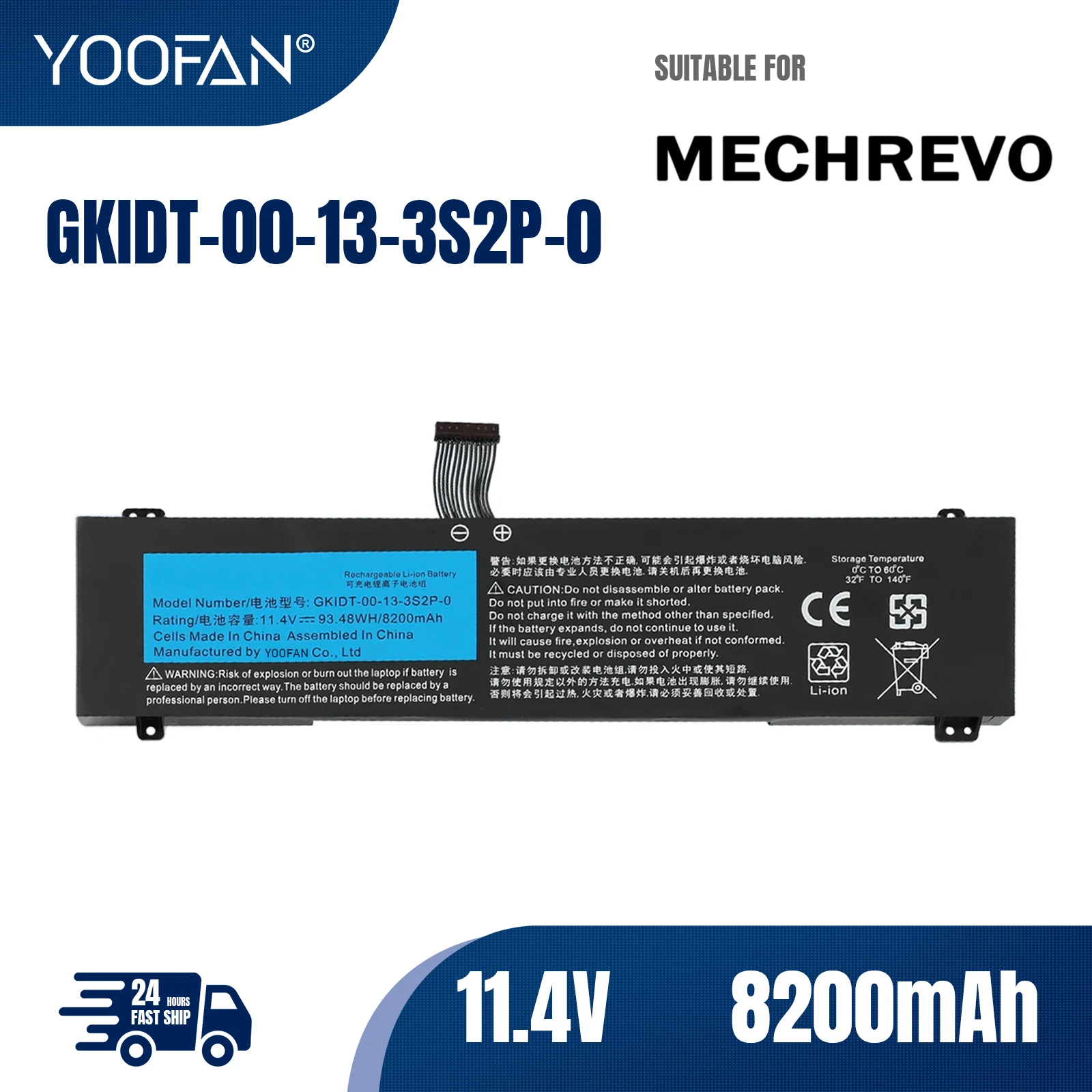 YOOFAN Batería de GKIDT-00-13-3S2P-0 de 11,4 V, 8200mAh, para XPG Xenia 15, para zhenker XMG Fusion 15 XFU15L19 GKIDT-03-17-3S2P