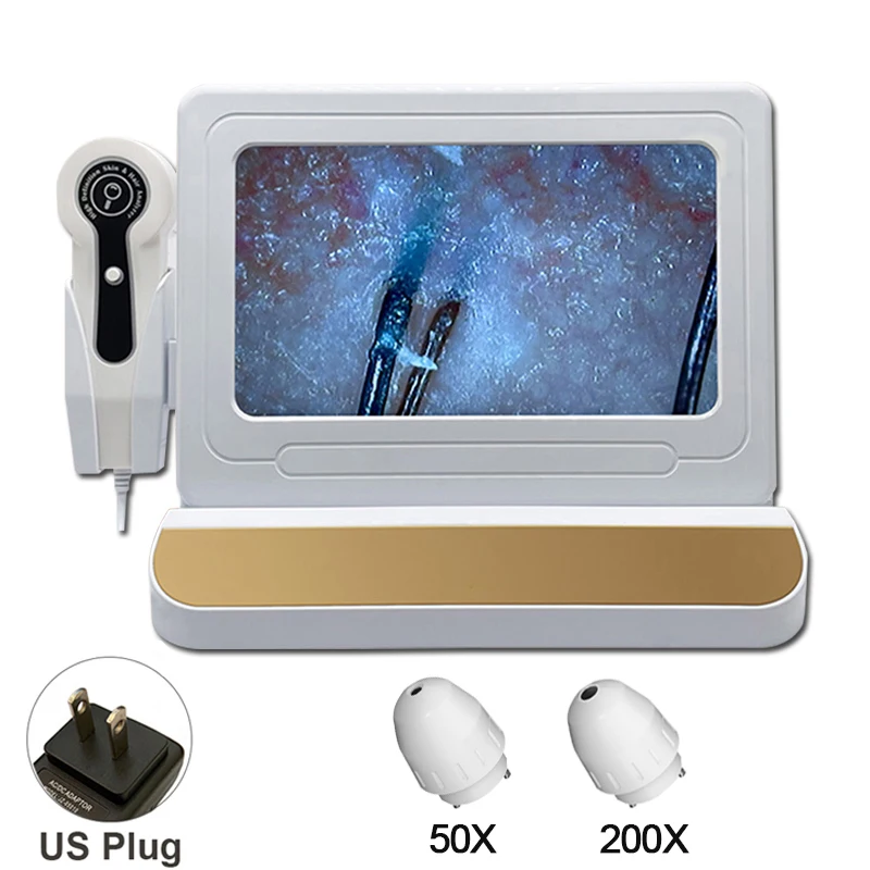 200/50x Huid Haar Hoofdhuid Detector Dermascope Voor Huid Scanner Machine Digitale Microscoop Hd Haarzakjes Huid Analyzer 10 Inch