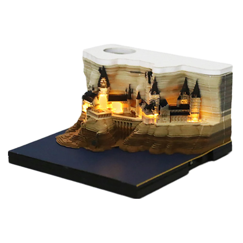 3D Desk Calendar Memo Pad Castle DIY Paper Carving Artsy Pads Tear Off Paper Reveal Magic Castle 3D blocco Note Non appiccicoso