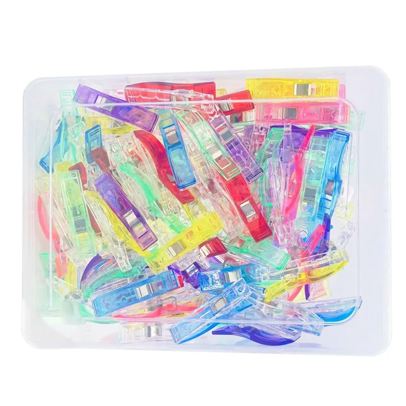 

A96K-100 PCS Large Sewing Clips Fabric Clips Multicolor Plastic For Sewing Quilting Supplies Crafting Tools Jumbo Quilt Clips