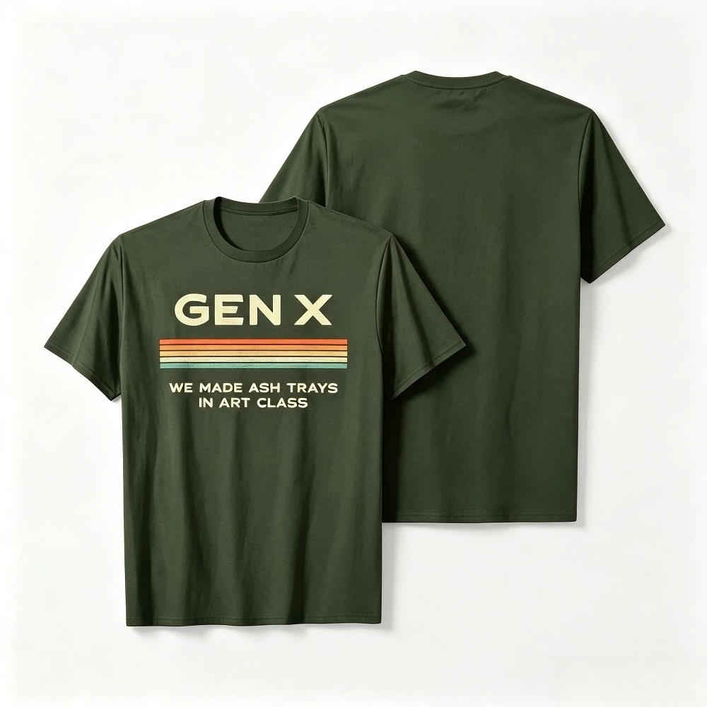 Gen X We Made Ash Trays In Art Class Retro Stripes Graphic T-Shirt Vintage Casual Short Sleeve Tee
