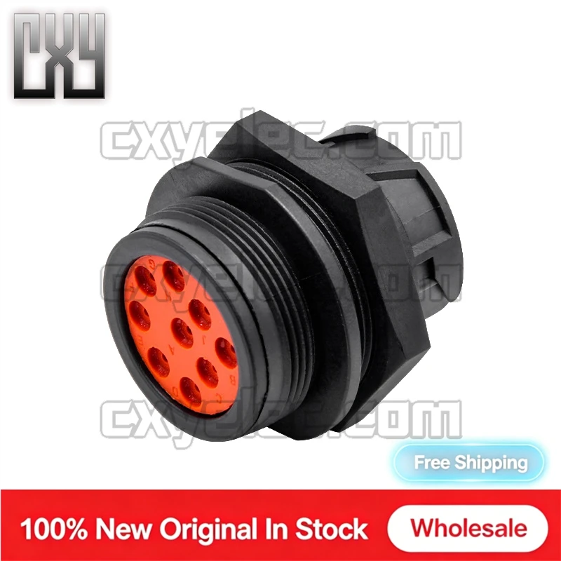 HD10-9-1939PE-B022 9Pin Male Connector Housing Panel Mount IP67 Waterproof Black J1939 For Truck Engineering Machinery Wiring