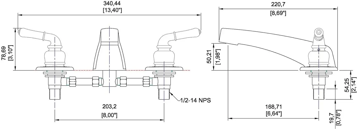 3340bn Mobil heim zwei Griff nicht metallisch verstellbarer Garten wannen füller, gebürstetes Nickel-Finish