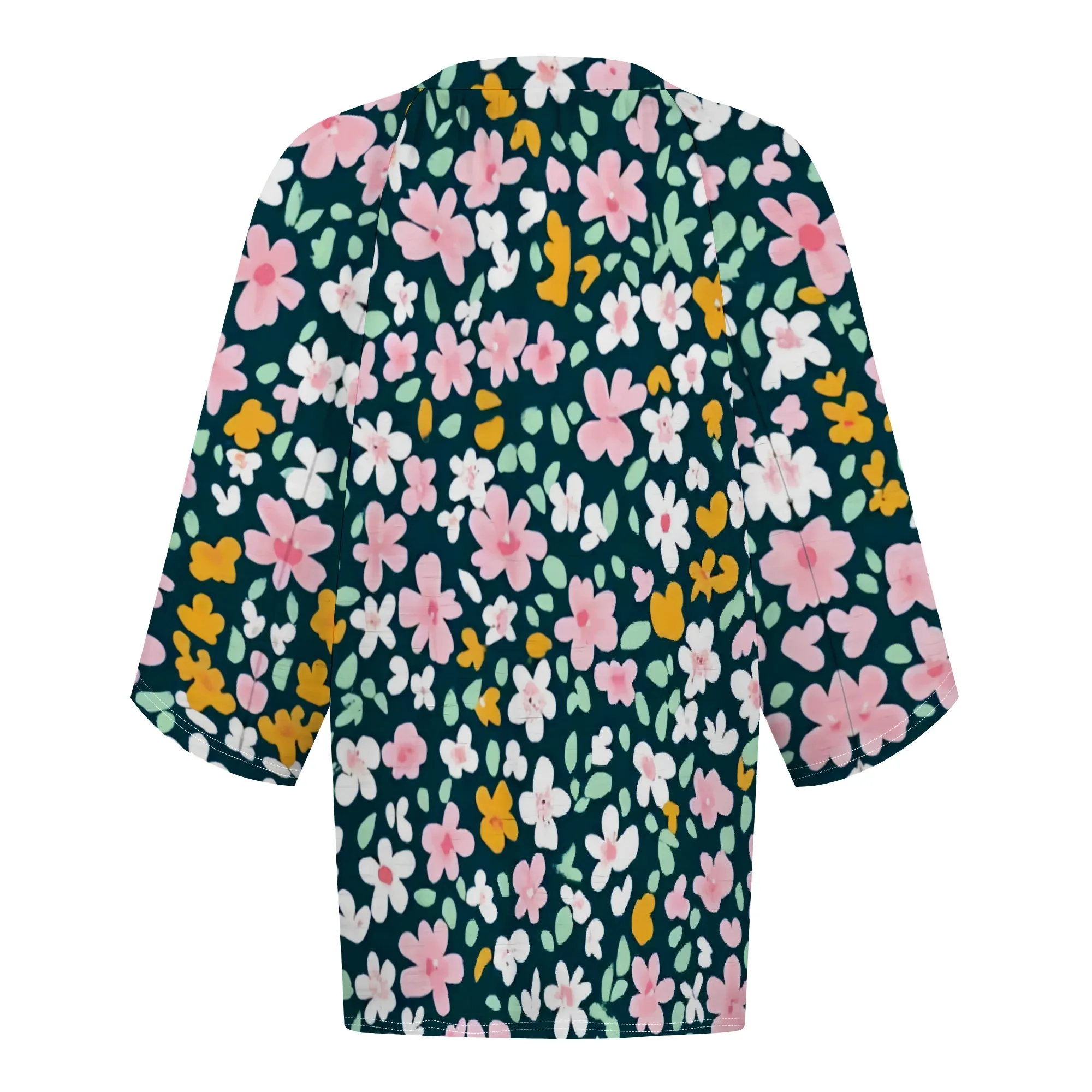 Ditsy Floral Pattern Shirts for Women 3/4 Length Sleeve Womens Tops Dressy Casual Blouses V Neck Tee Shirts