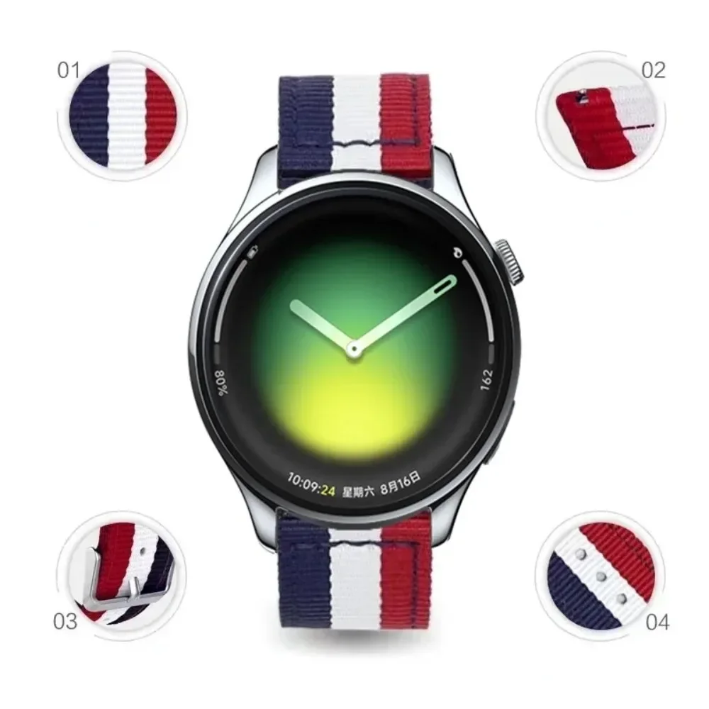 22mm 20mm Nylon Strap For Xiaomi Watch 5/S4-3-2 Breathable Canvas Bracelet Band For OPPO Watch S-X2-X/Oneplus Watch 3-Lite Belt