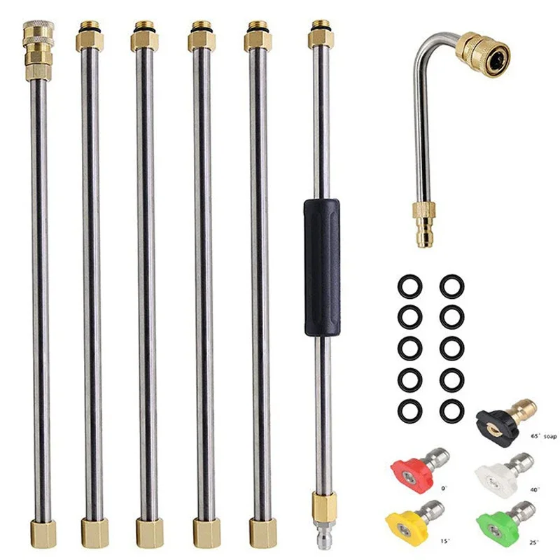 

High Pressure Cleaning Water Gun Stainless Steel Extension Rod 2.6m Drain Tank Cleaning Extension Rod 4000psi