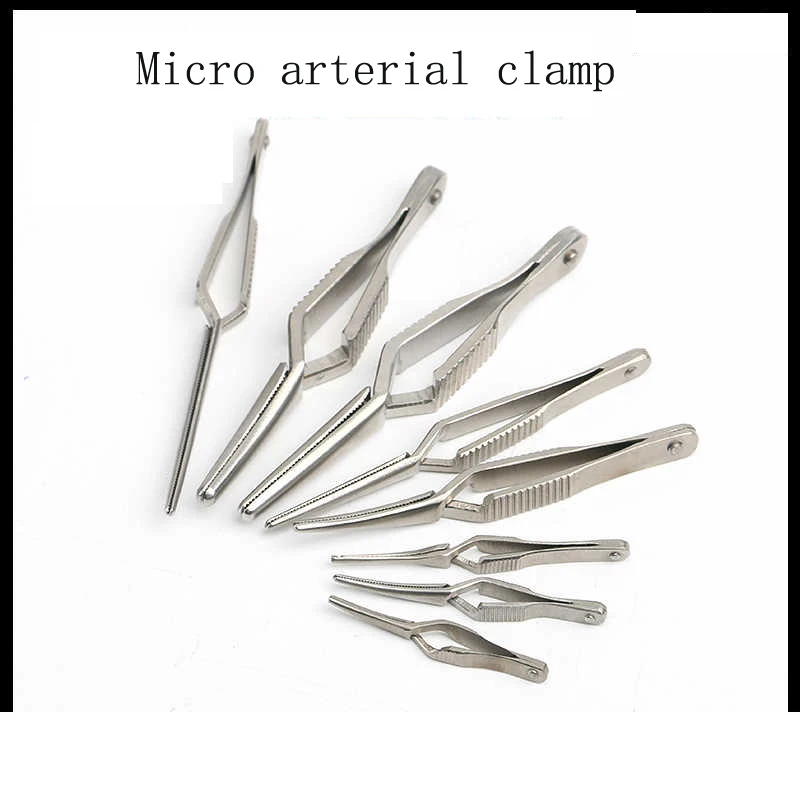 

Micro arterial hemostatic clamp Square tail circular tail artery vein temporary blocking hemostatic clamp Animal experimental he