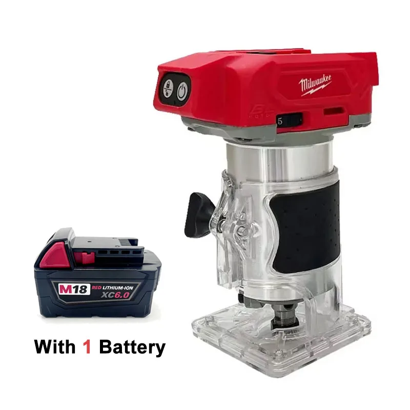 Milwaukee Borstelloze Elektrische Trimmer 800W 30000RPM Draadloze Compacte Router 5-Snelheden Houtbewerking Trimmer 18V Accu