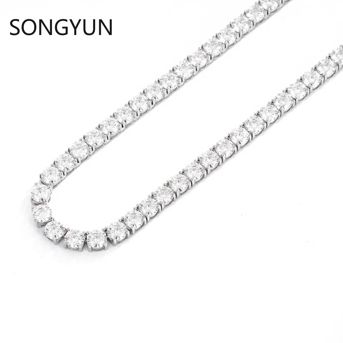 SongYun Luxury Jewelry 925 Sterling Silver Tennis Chain Necklace For Women Men Moissanite Diamond Tennis Necklaces Fine Jewelry