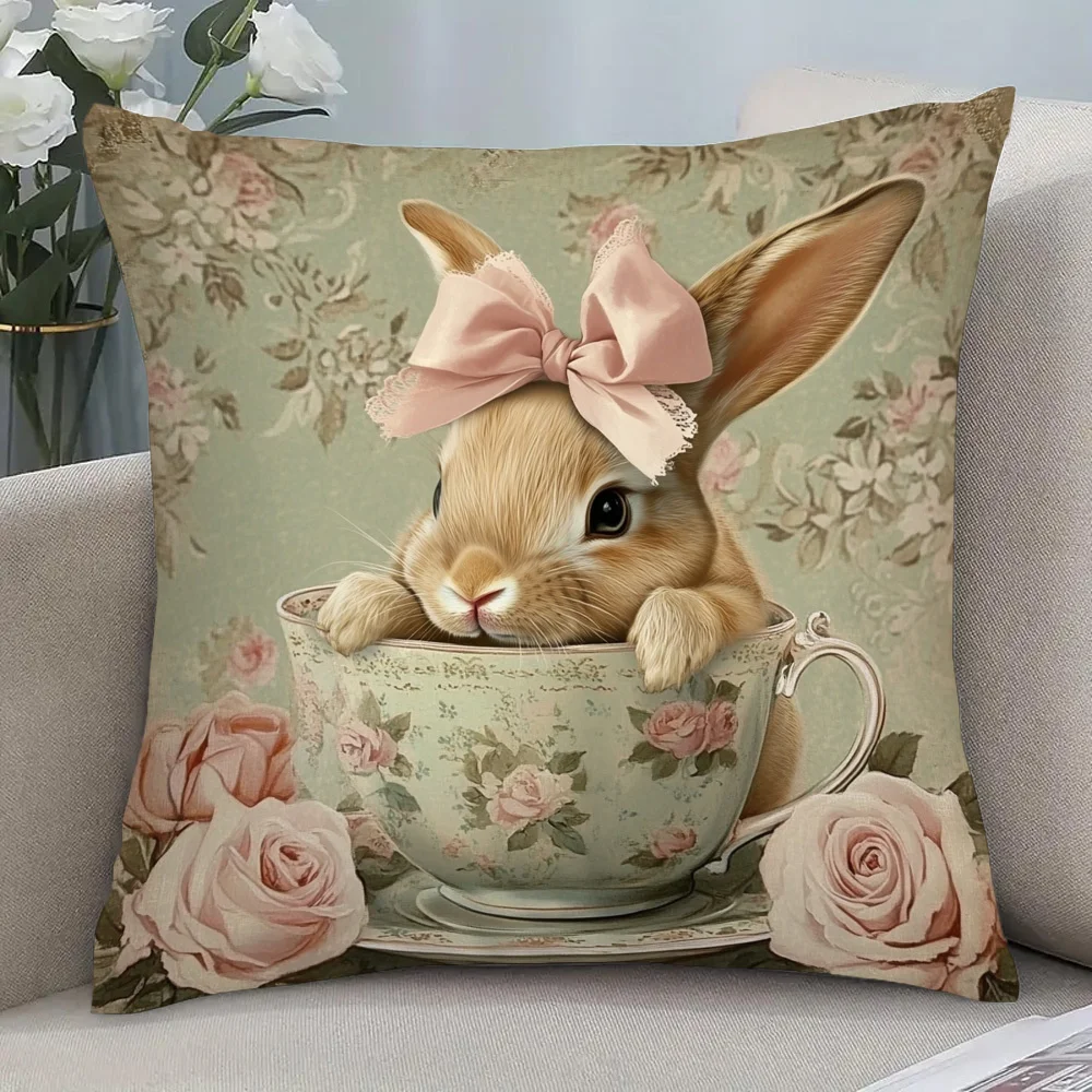 1-Piece Bunny Theme Pillow Cover, Zippered & Machine Washable, Home Bedroom & Sofa Cushion Cover