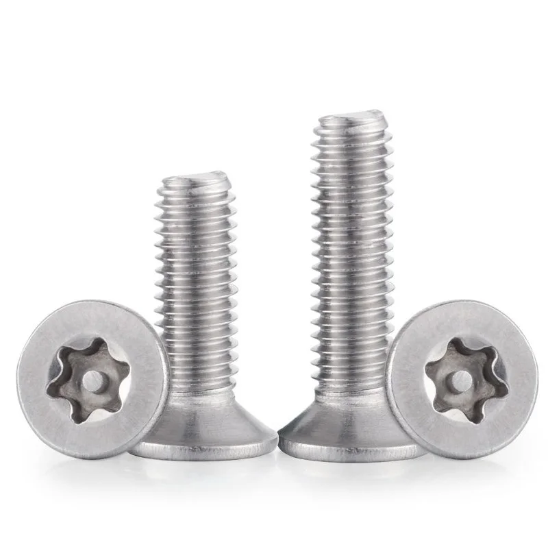 304 Stainless Steel M2 M2.5 Six Lobe Torx Flat Countersunk Head with Pin Tamper Proof Anti Theft Security Screws Bolts