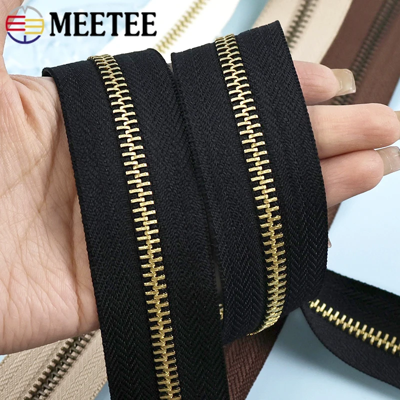 

2/5/10Meters 5# Metal Zippers Jacket Bags Replace Auto Lock Zipper Tape Luggage Garment Zips Repair Kit DIY Sewing Accessories