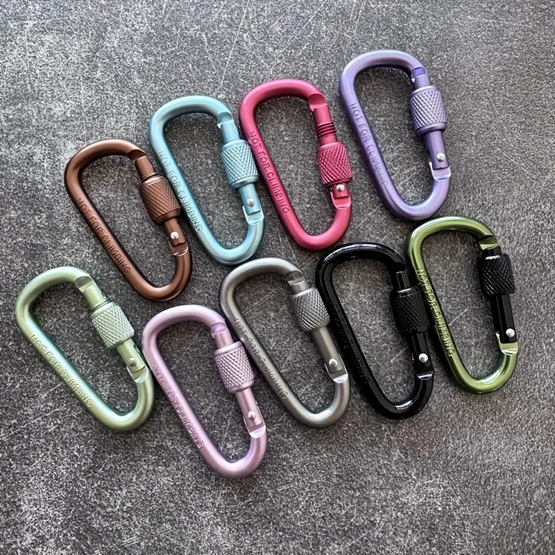 6 Stück bunte Schlüsselanhänger aus Aluminiumlegierung mit Schlössern, Outdoor-Hängeclips und Flaschenrucksäcken, Outdoor-Ausrüstung