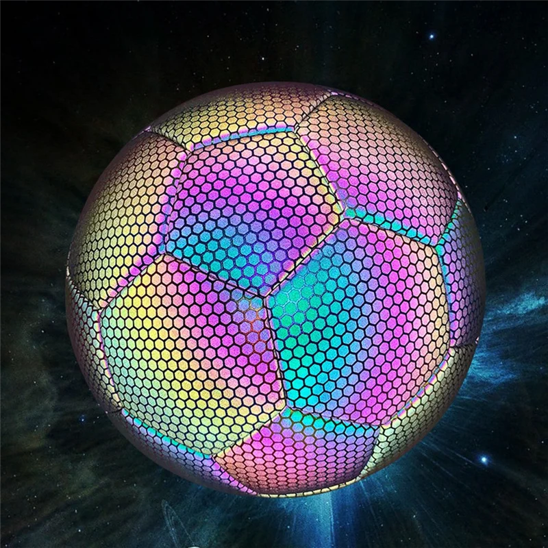 YHOLI-ホログラフィック サッカー ボール - 暗闇で光る、反射、サイズ 5 - 子供に最適 簡単に取り付けられます