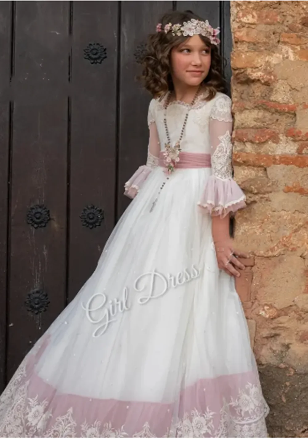 Vestidos elegantes personalizados de flores para niña, vestido de boda sin espalda con lazo, fiesta de cumpleaños de princesa, vestido de baile de primera comunión