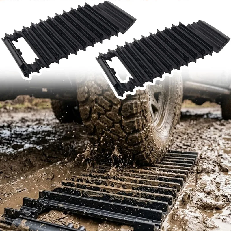 1-4PCS Portable Tire Traction Mat with Snow Shovel Anti Slip for Mud Sand Emergency Rescue Car SUV Crossover Winter Travel