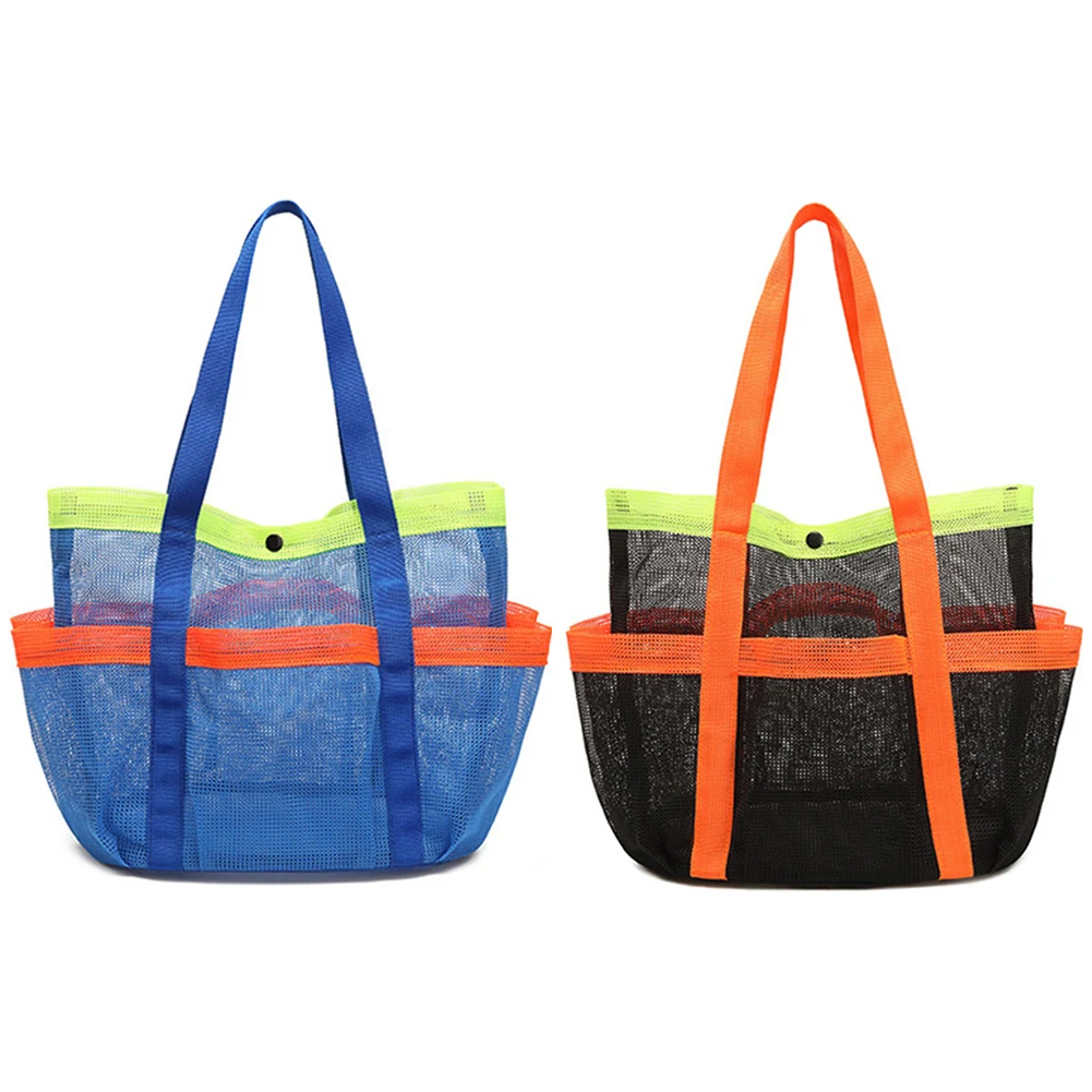 Mesh Beach Bag Portable Pool Bag Lightweight Foldable Swimming Pool Bag Sandproof 7 Pockets for Cruise Swim Vacation Essentials