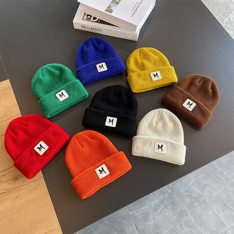 New Kids' Hats Warm Thick-Knit Hats for Fall and Winter Cute Pull-Over Hats for Boys and Girls
