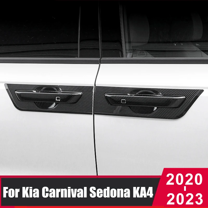 For Kia Carnival Sedona KA4 2020 2021 2022 2023 2024 ABS Car Outer Door Handle Cover Bowl Protection Sticker Carbon Accessories