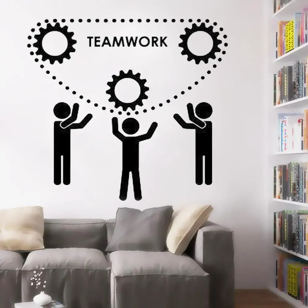 Autocollant mural en vinyle, équipement de travail d'équipe, décoration de bureau, inspirer la citation de bureau, idée de Motivation, sparadrap d'art mural HQ147