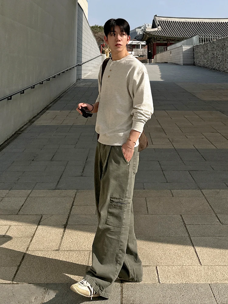 

MRCYC Men's Vintage Waed Jeans Straight Leg Loose Fit Korean Sle Autumn Winter Wear Resistant Casual Workwear Trousers