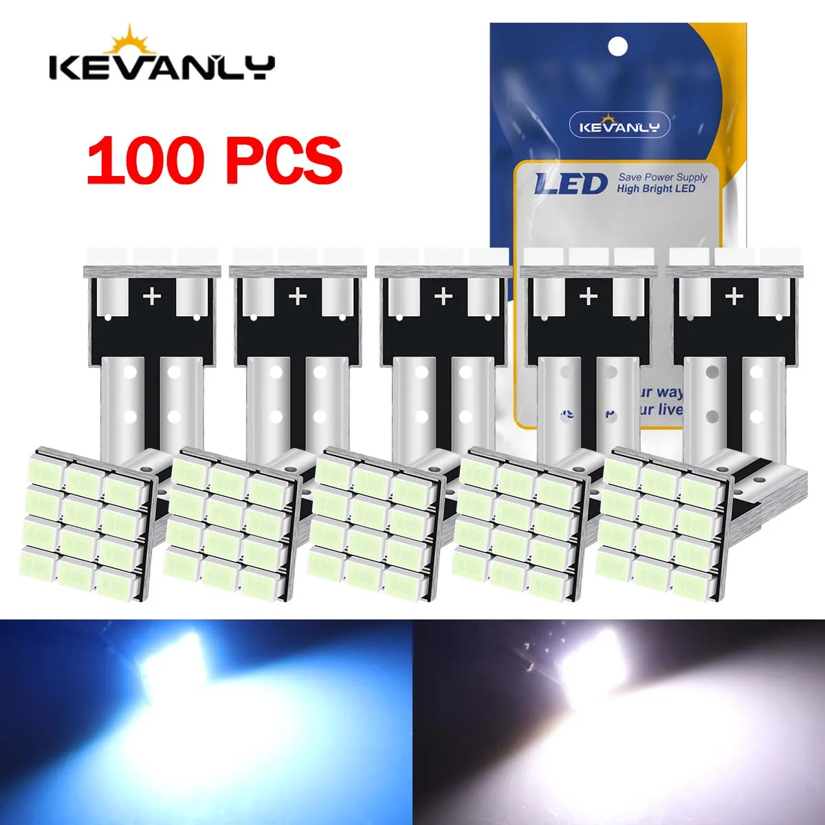 100 Pcs T10 W5W 12SMD 2835 Car Wedge White LED DC 12V Canbus No Error Decoder External Lights License Plate Lamp Reading Lamp