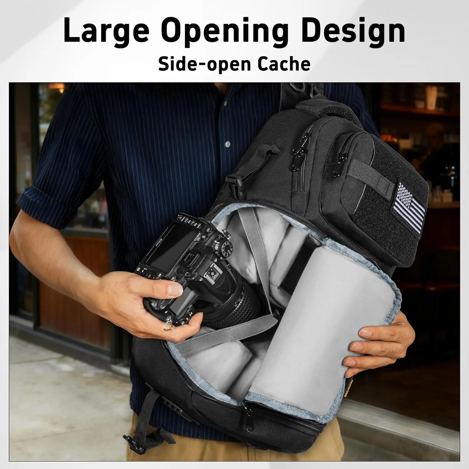 حقيبة حبال للكاميرا مع حامل ثلاثي القوائم، حقيبة ظهر للكاميرا DSLR/SLR/بدون مرآة لكاميرات Canon/Nikon/Sony/Fuji/Gopro #2