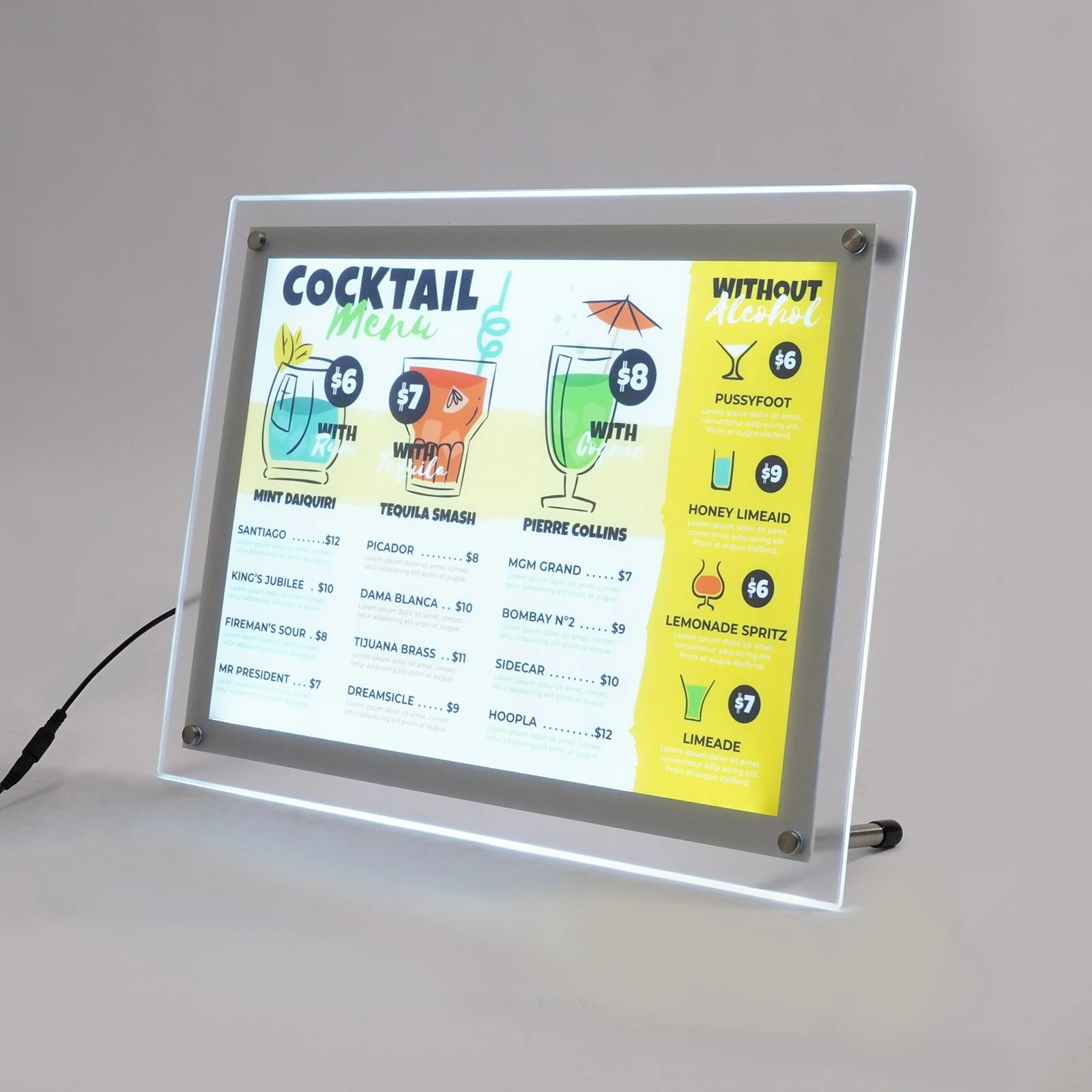 A3 LED Advertising Display Frame Acrylic Led Light Box Signage Sign Holder