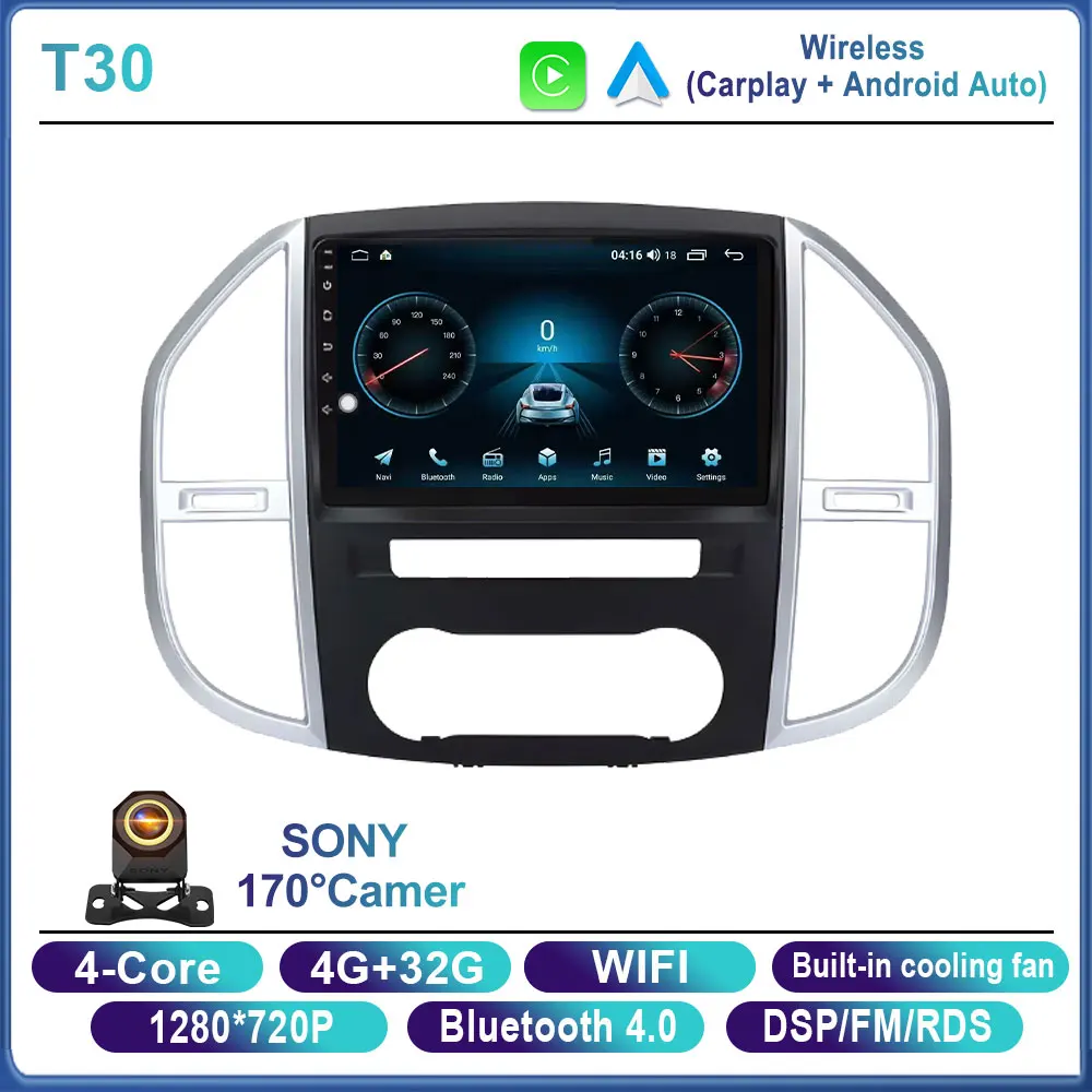Android 15 Carplay Auto Autoradio voor Mercedes Benz Vito 3 W447 2014-2020 Navigatie Multimedia Videospeler Stereo Head Unit BT