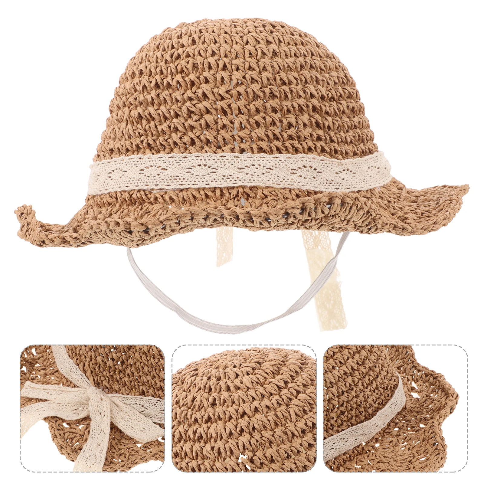 قبعة شمس للأطفال، قبعات من القش للشاطئ للفتيات الصغيرات، خفيفة الوزن ومسامية وقابلة للتعديل للربيع والصيف فعالة