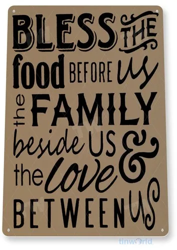 TIN SIGN Bless This Food, Love, Family, Kitchen, Cottage, Farmhouse Decor, A016 --Tin Sign