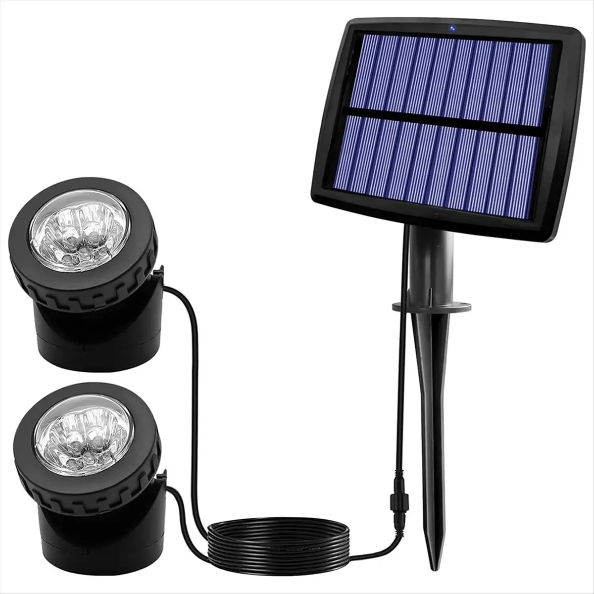 ABFS Solar Pond Spotlights, LED Solar Underwater Lights with Dual Head Waterproof Submarine Landscape Spotlight Lighting C