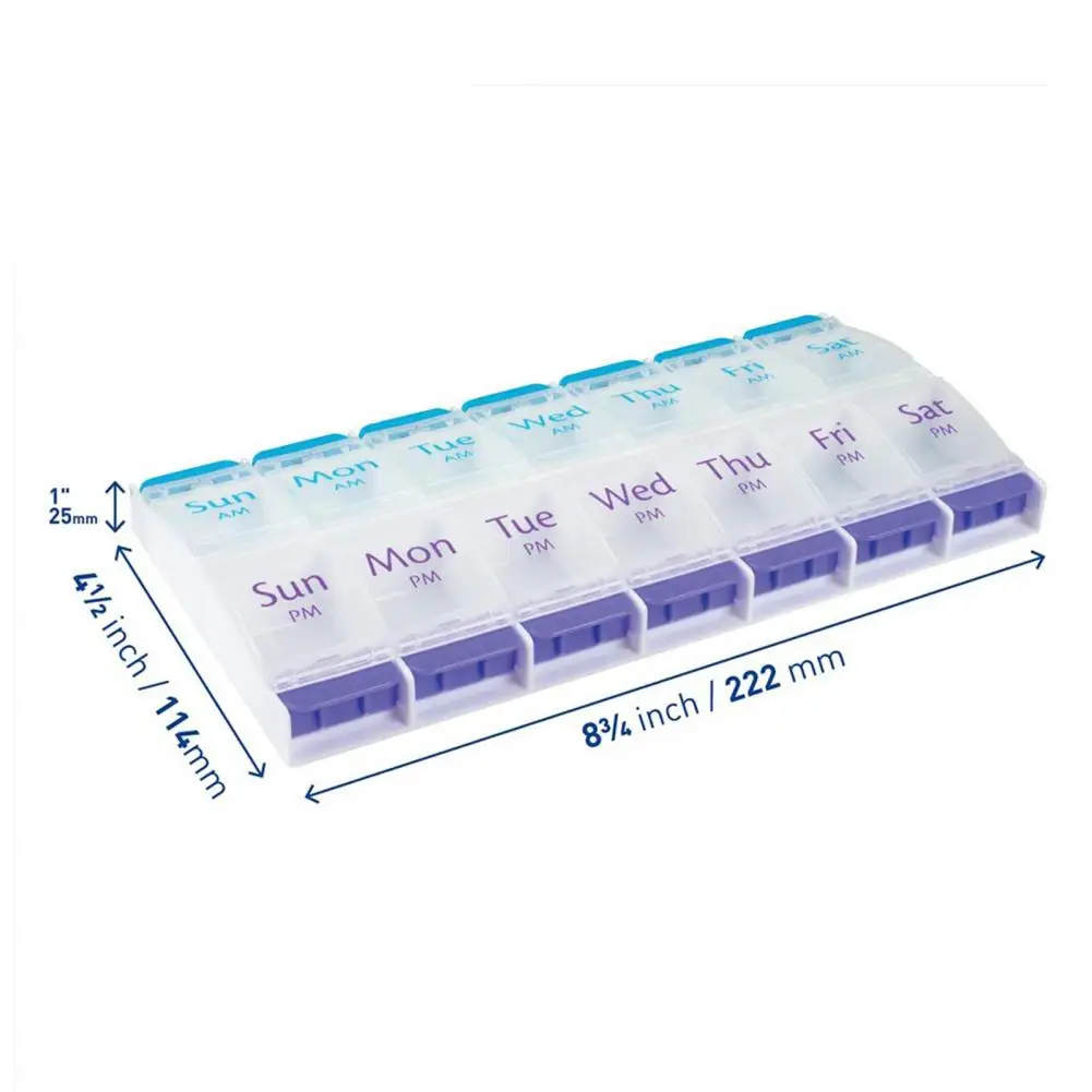 Pill Case Durable Lightweight Pill Storage Box 7 Days 14 Grids Pill Organizer Holder Office Supplies