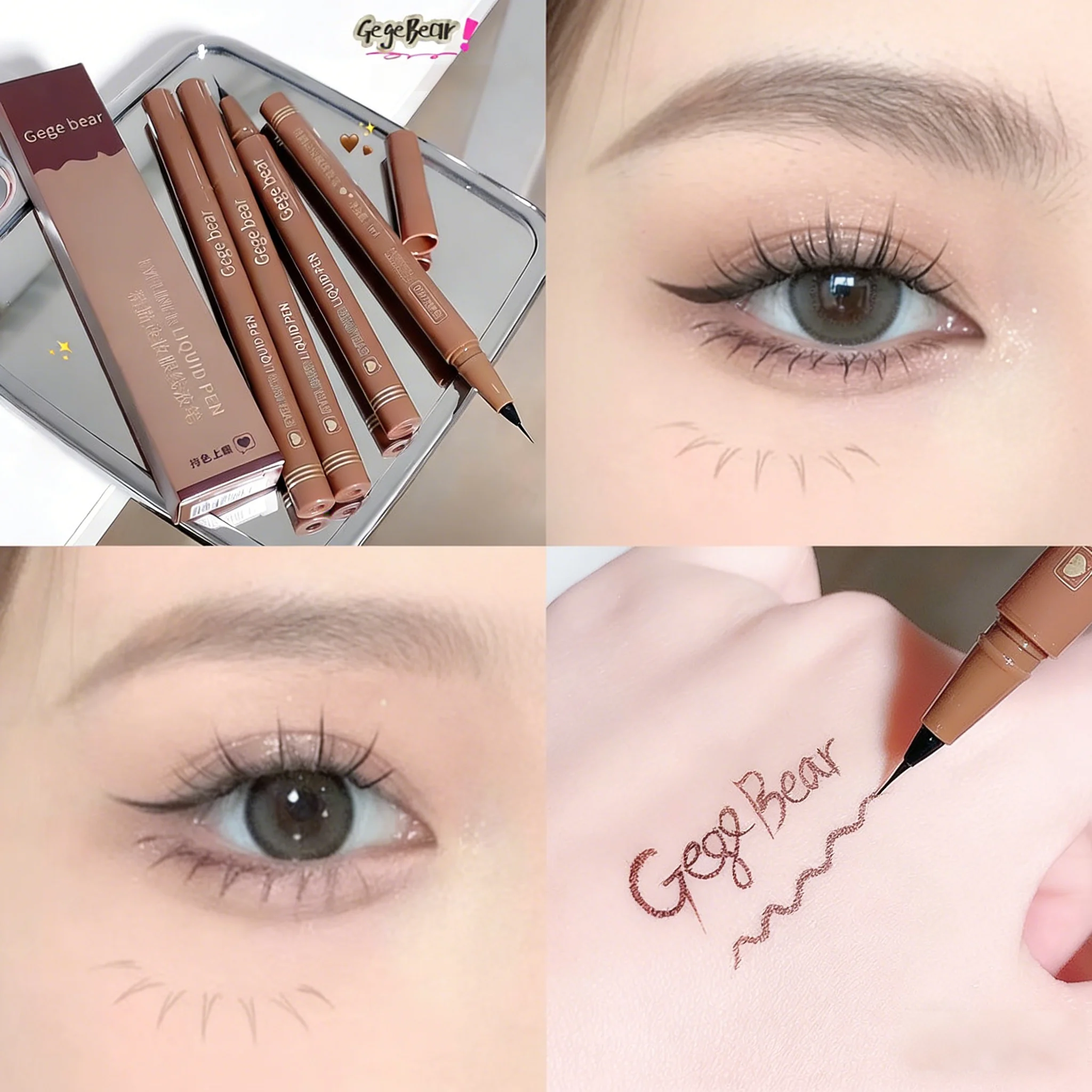 Gege Bear Liquid Eyeliner Pen Waterproof, Smudge-proof, Fast and Precise Makeup, Quick and Smooth Drying