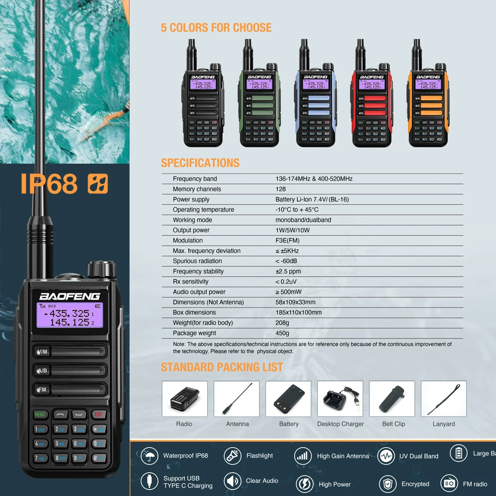 BaoFeng-walkie-talkie profesional UV-16 PRO Mate V2, radio bidireccional de largo alcance, UV16, 50KM, actualización UV5R MAX V2 UV9R UV10R, paquete de 2