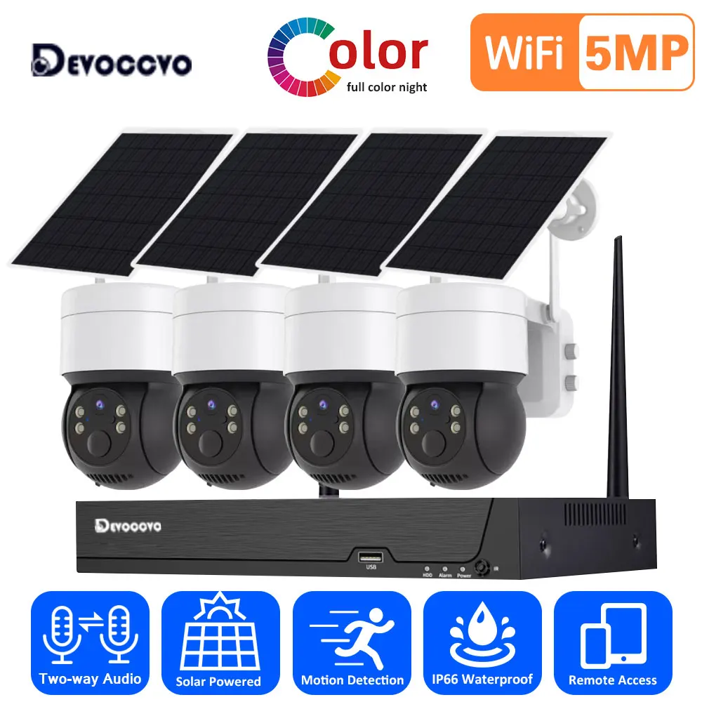 

8CH 5MP 4MP Wifi Solar CCTV Camera Security System Kit Outdoor 2 Way Audio Wireless PTZ Camera Video Surveillance Kit ICSEE 4CH