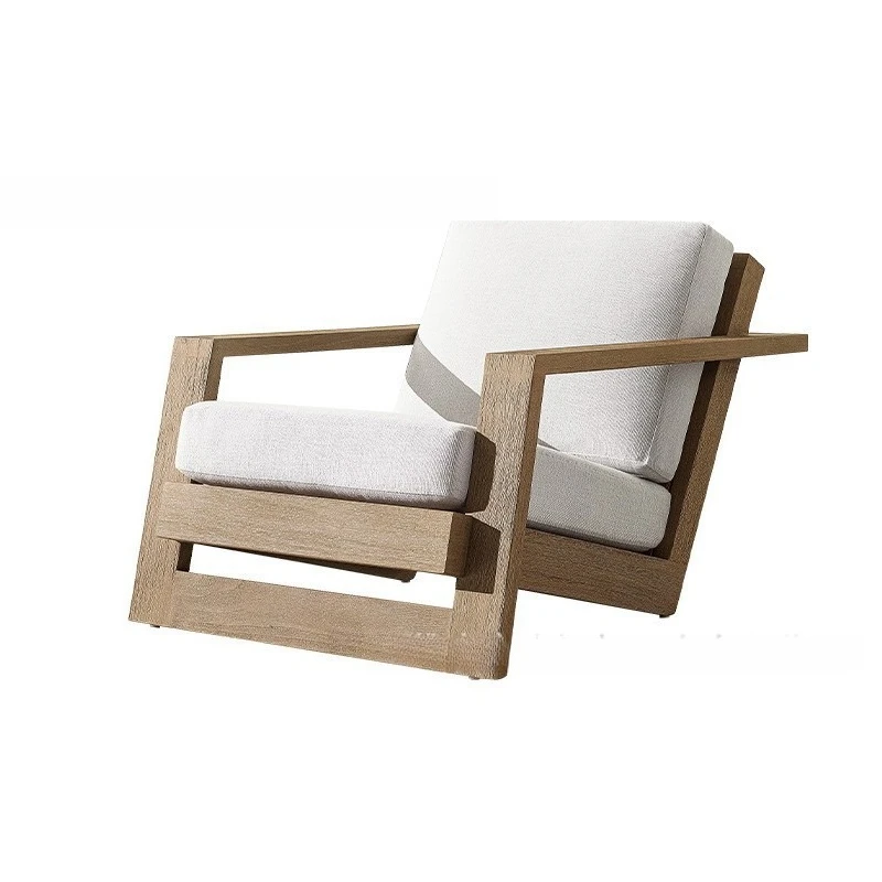 

Villa outdoor yard Myanmar teak sofa courtyard outdoor leisure sofa waterproof sunscreen solid wood chair