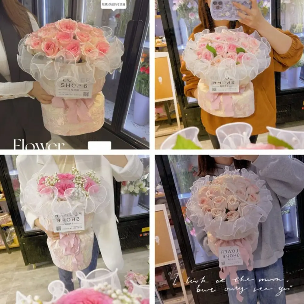 11cm Wide Organza Beaded Ribbon Wave Ruffle Edge 1 Yard Lolita Lace Accessories Pearl Fabric Edge Flower Lace