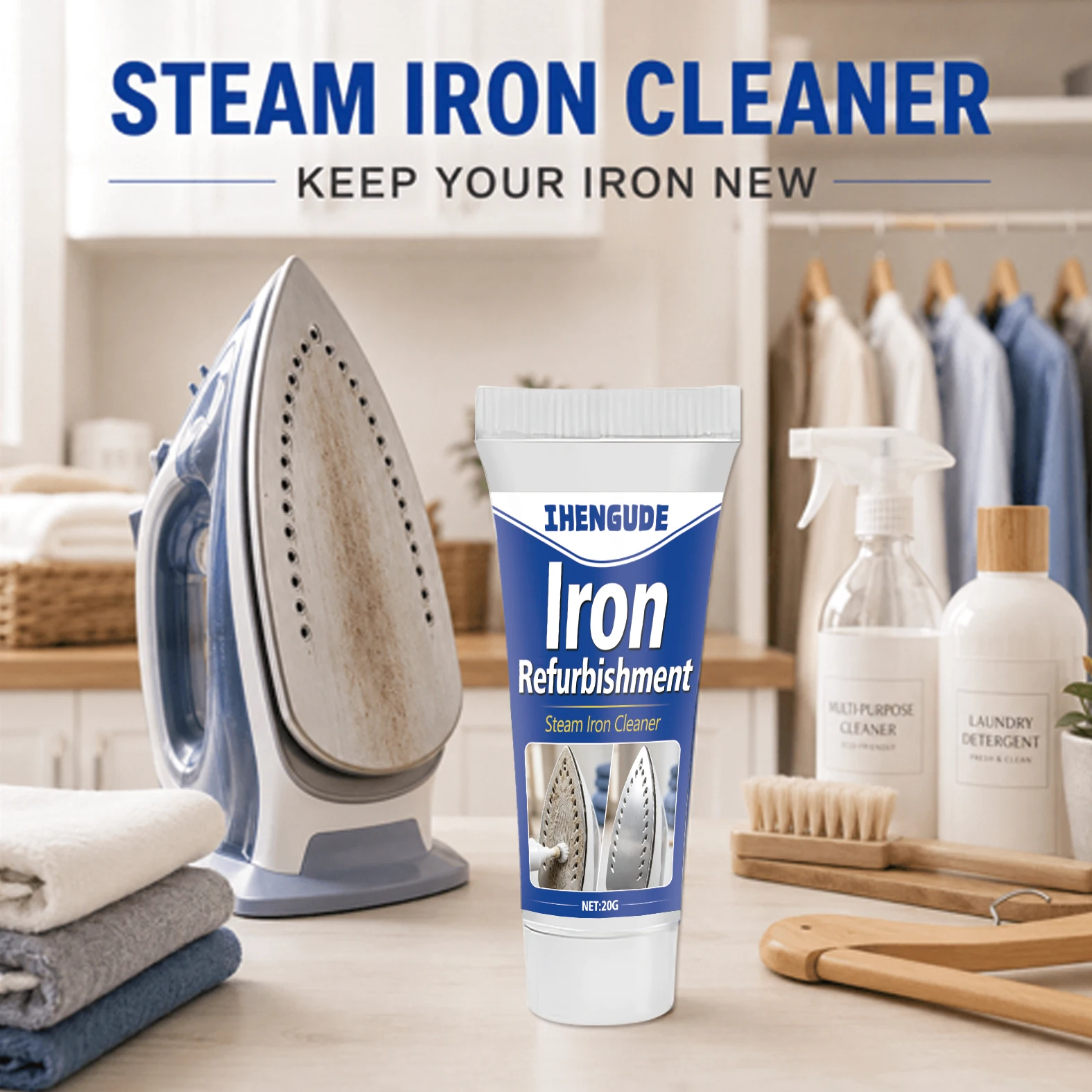 Iron Soleplate Refurbishment Paste, Suitable for Steam Irons and Dry Iron Soleplates, Helps Remove Burnt Residue and Fabric Adherences, and Iron Surface Care Agent
