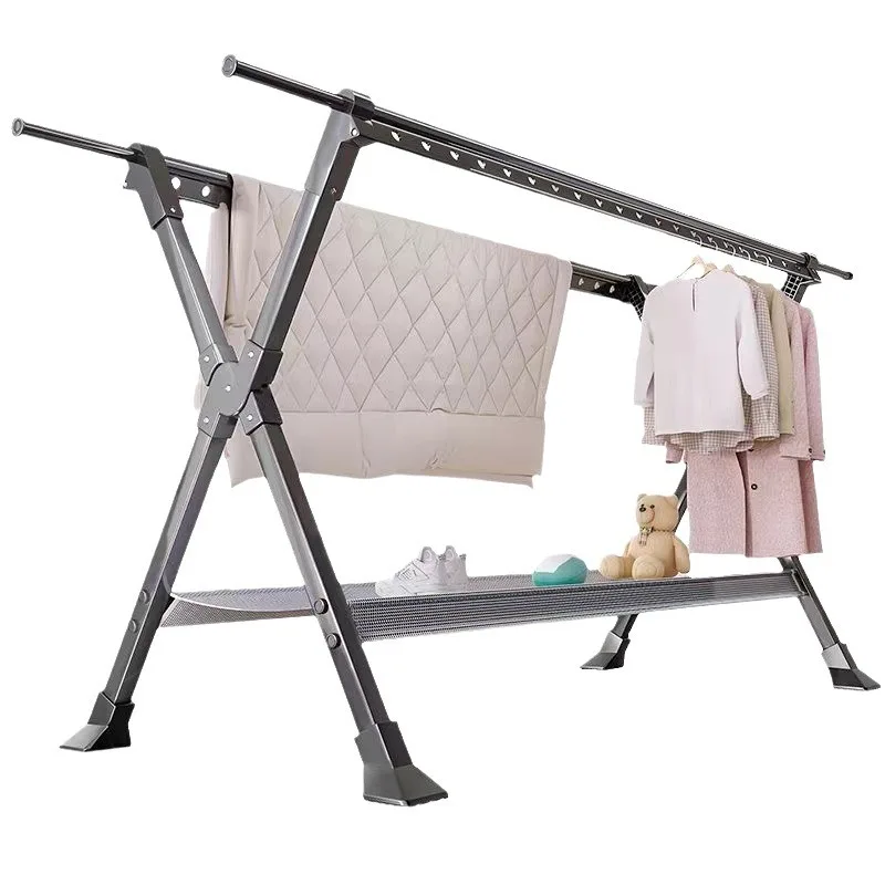 Folding drying racks are available indoors and outdoors, drying quilts, hanging clothes, aluminum alloy household
