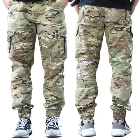 Emersongear 전술 남성 패션 발목 밴드 바지, 조거 카모플라주 바지, 캠핑 야외 하이킹 바지, 블랙 지퍼 EMS9340