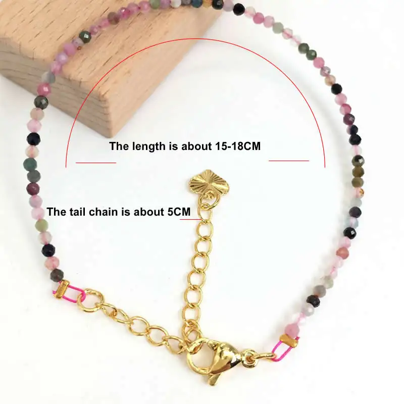 Natural Tourmaline zircon garnet Beads Chokers Necklace For Women Gold Color Female Short Clavicle Chian Collar Jewelry Gift