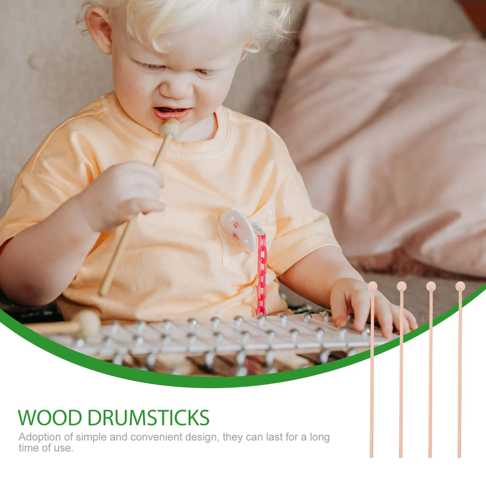 

4 Pcs Wooden Fish Knocking Stick Mallet Accessories Music Drum Mallets Percussion Pan Sticks Drumsticks Child