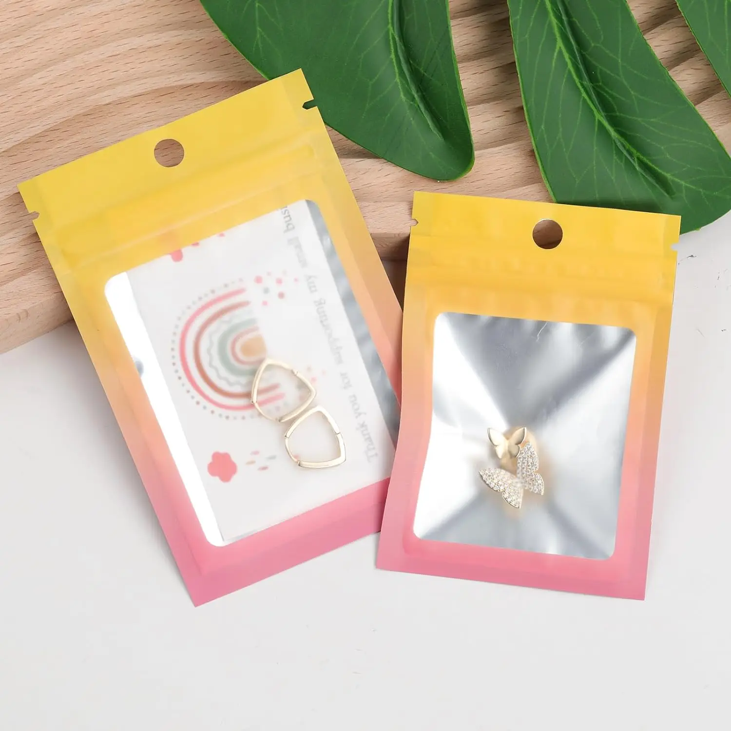 50 teile/los Farbverlauf Wiederverschließbare Kunststoff Verpackung Display Beutel Schmuck Lagerung Beutel Geschenk Zip-Lock Beutel Kleine Unternehmen Liefert – Detail 6
